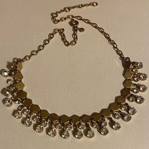 J crew Elegant Gold tone Necklace with Crystal Accents